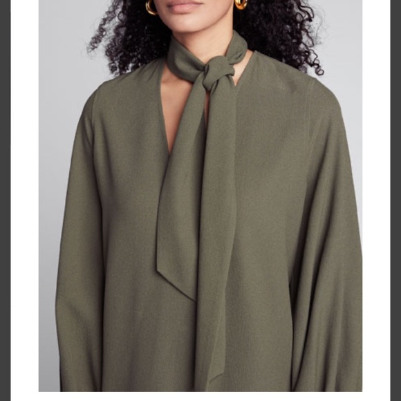 Ganni tie neck crepe shift dress - Picture 11 of 13